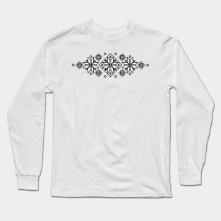 Pattern with Ornamental Composition Inspired by Ukrainian Traditional Embroidery Long Sleeve T-Shirt